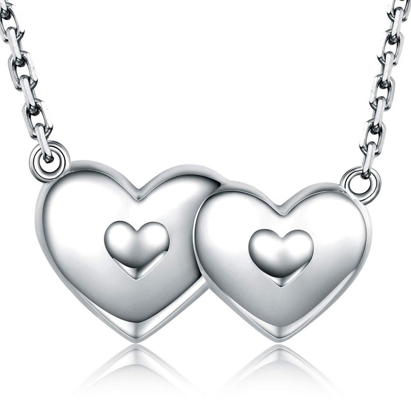 MANBU Sterling Silver Urn Ash Necklace Bracelet Holds Two - Forever in My Heart Cremation Pendant Women Memorial Jewelry Bereavement Keepsake Gift for Loss of Loved Ones (necklace) - Image 1